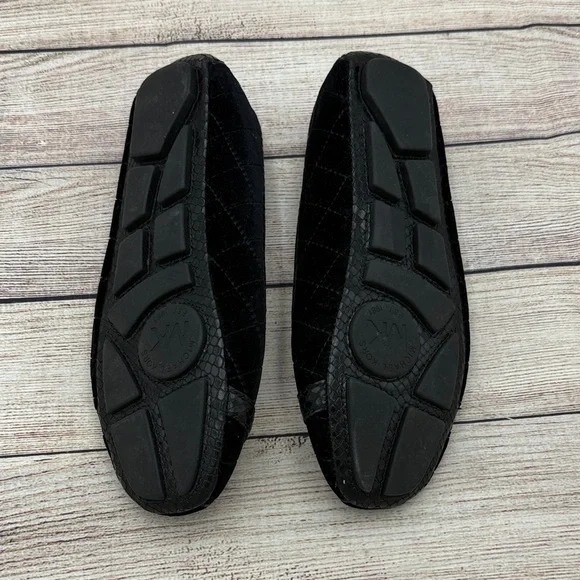 MICHAEL Michael Kors Black Flats with Gold Logo - Picture 4 of 5